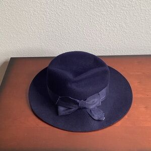 Lancaster Vintage Fedora Navy Blue Hat 100% Wool